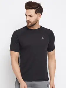 ATHLISIS Men Black Drop-Shoulder Sleeves Slim Fit Training or Gym T-shirt