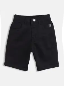 Gini and Jony Boys Black Solid Mid-Rise Chino Shorts