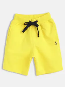 Gini and Jony Boys Yellow Solid Pure Cotton Shorts