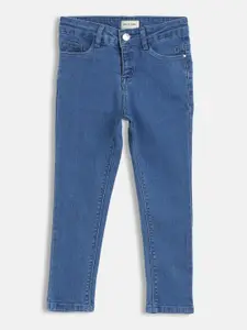 Gini and Jony Girls Blue Solid Mid-Rise Stretchable Jeans