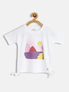 Gini and Jony Infant Girls White & Pink Printed Top