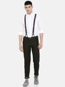 U.S. Polo Assn. Denim Co. Men Black Slim Tapered Fit Jeans With Suspenders