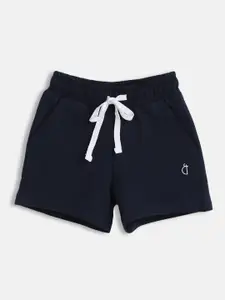 Gini and Jony Girls Blue Solid Pure Cotton Shorts