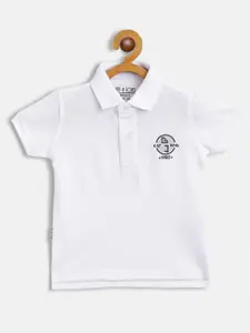 Gini and Jony Infant Boys White Polo Collar Cotton T-shirt