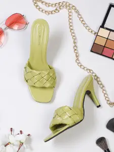 Bruno Manetti Green Textured PU High-Top Peep Toes