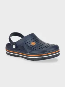 Aqualite Men Navy Blue & Grey PU Clogs Sandals