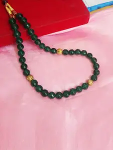 RICH AND FAMOUS Green Agate Stone Micro Gold Beads Quartz Necklace