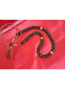 RICH AND FAMOUS Women Green Agate Stone Micro Gold-Plated Beads Necklace