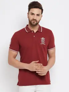 THE MILLION CLUB Men Maroon Polo Collar Regular-Fit T-shirt