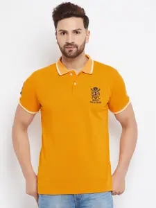 THE MILLION CLUB Men Mustard Yellow Polo Collar Regular-Fit T-shirt