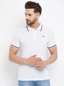 THE MILLION CLUB Men White Polo Collar T-shirt