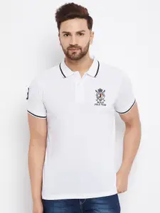 THE MILLION CLUB Men White & Black Polo Collar T-shirt