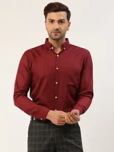 JAINISH Men Maroon Smart Slim Fit Casual Shirt