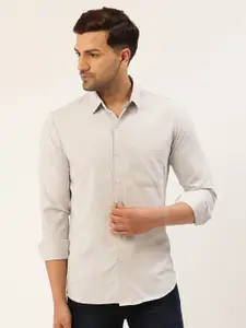 JAINISH Men Grey Solid Smart Slim Fit Casual Shirt