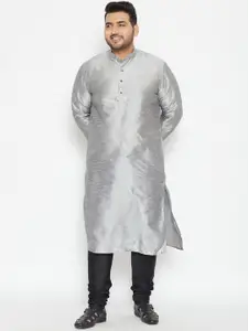VASTRAMAY Men Grey Solid Kurta With Pyjamas