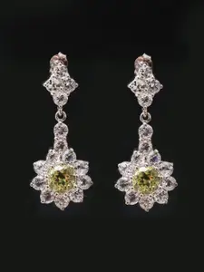 HIFLYER JEWELS White & Yellow Topaz Rhodium-Plated Contemporary Drop Earrings