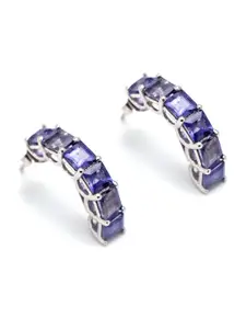 HIFLYER JEWELS Navy Blue Crystal Circular Half Hoop Earrings