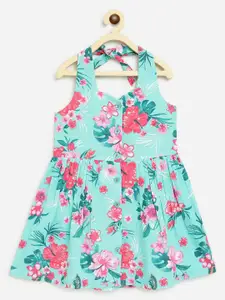 Campana Girls Knee Length Sleeveless Fit and Flare Printed Viscose Rayon Dress