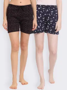 Kanvin Kanvin Women Pack of 2 Printed Pure Cotton Lounge Shorts