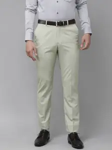 Park Avenue Men Beige Solid Mid-Rise Formal Trousers