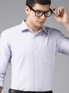 Park Avenue Men Light Purple Self Design Slim Fit Pure Cotton Formal Shirt