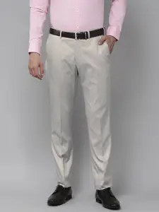 Park Avenue Men Medium Grey Solid Mid Rise Formal Trousers