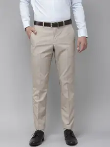 Park Avenue Men Beige Solid Smart Fit Trousers