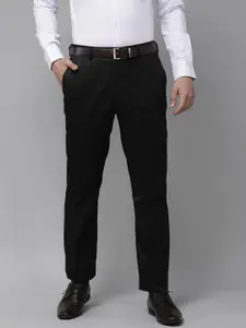 Park Avenue Men Black Solid Smart Fit Formal Trousers