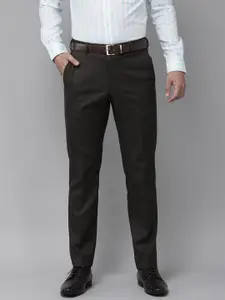 Park Avenue Men Brown Solid Smart Fit Trousers