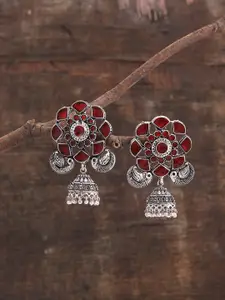 Silvermerc Designs Silver-Toned Contemporary Jhumkas Earrings