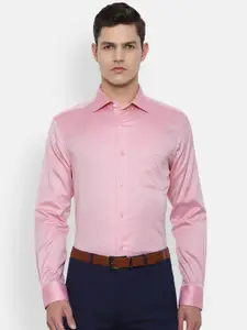 Louis Philippe Gods & Kings Men Pink Self Design Pure Cotton Regular Fit Formal Shirt