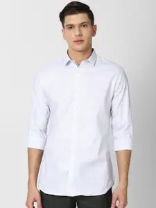V Dot Men White Slim Fit Checked Casual Shirt