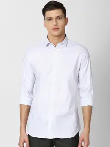 V Dot Men White Slim Fit Checked Cotton Casual Shirt