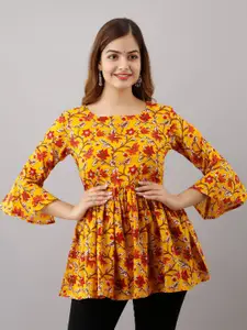 Women Touch Yellow & Red Floral Print Top