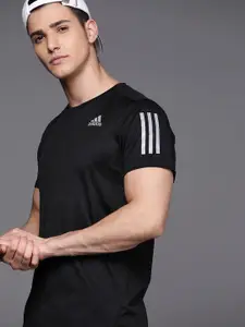ADIDAS Men Black Designed 2 Run Solid Aeroready Running Sustainable T-shirt