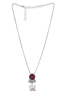 EL REGALO Red & Silver-Toned Handcrafted Necklace