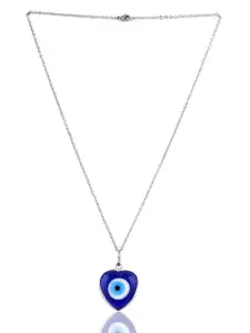 EL REGALO Women Blue Silver-Plated Evil Eye Pendent Necklace