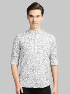 Parx Men Grey Slim Fit Floral Printed Casual Shirt