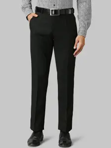 Park Avenue Men Black Solid Regular Fit Trousers