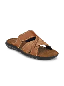 Delize Men Tan Leather Comfort Sandals