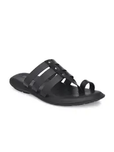 Delize Delize Men Black Leather Comfort Sandals