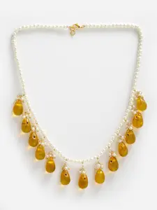 DUGRISTYLE Green & White Sterling Silver Gold-Plated Necklace