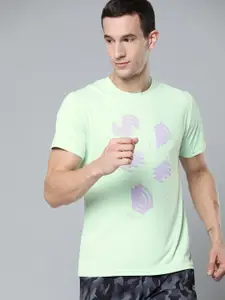 HRX By Hrithik Roshan Running Men Apple Mint Rapid-Dry Typography T-shirt