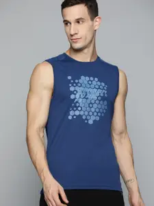 HRX By Hrithik Roshan Training Men Estate Blue Rapid-Dry Typography T-shirts