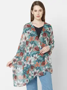 Cloth Haus India Women Green & Brown Printed Pleated Scarf