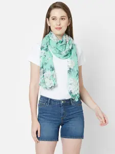Cloth Haus India Women Blue & White Printed Pleated Scarf