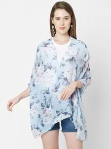 Cloth Haus India Women Blue & White Printed Pleated Scarf