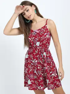 Tokyo Talkies Red Floral Crepe Dress