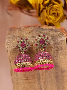 Crunchy Fashion Pink Dome Shaped Jhumkas Earrings