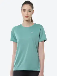 ASICS Women Green KATAKANA SS  Running T-shirt